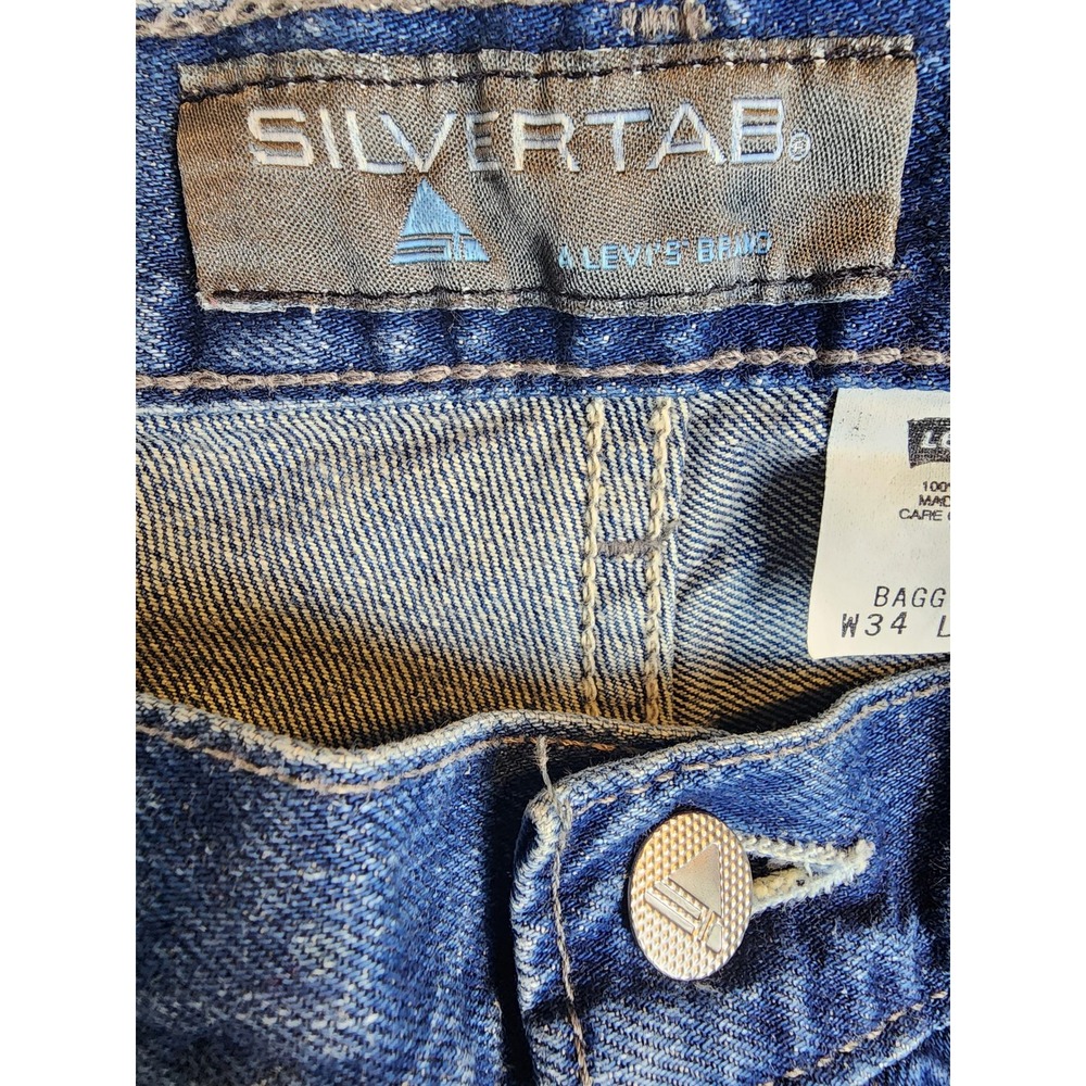 Levis SilverTab Baggy Fit Jeans Mens 34x30 Blue Medium Wash Vintage 90s Made USA - Picture 4 of 6